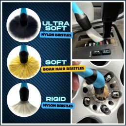 Sudz Budz Auto Detailing Pinsel Set von 3 | Gemischte ultraweiche Borsten, wechselbare Bürstenköpfe, Ellenbogenadapter | Keine