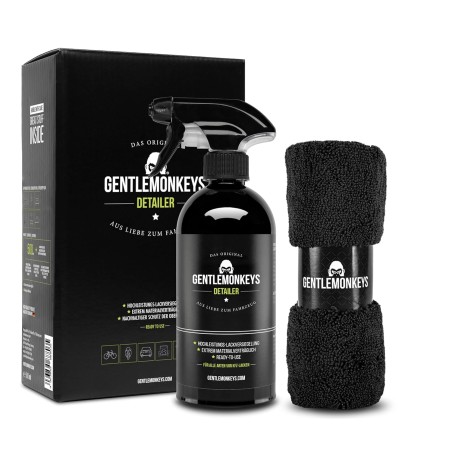 GENTLEMONKEYS Detailer Auto (500ml) inkl. Mikrofasertuch • Lackversiegelung, Motorrad & Fahrrad • Profi-Sprühversiegelung für