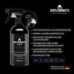 GENTLEMONKEYS Detailer Auto (500ml) inkl. Mikrofasertuch • Lackversiegelung, Motorrad & Fahrrad • Profi-Sprühversiegelung für