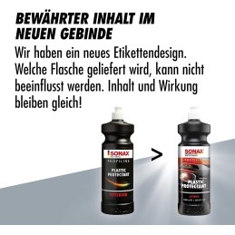 SONAX PROFILINE PlasticCare (1 Liter) Kunststoffpfleger frischt Farben auf, gibt dezenten Glanz und kaschiert Vermattungen und