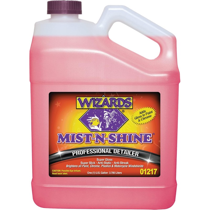 Wizards Mist-N-Shine Professional Detailer - Multi-Use Glass Cleaner for Vehicles - Adds Gloss to Paint, Chrome and Glass - 22