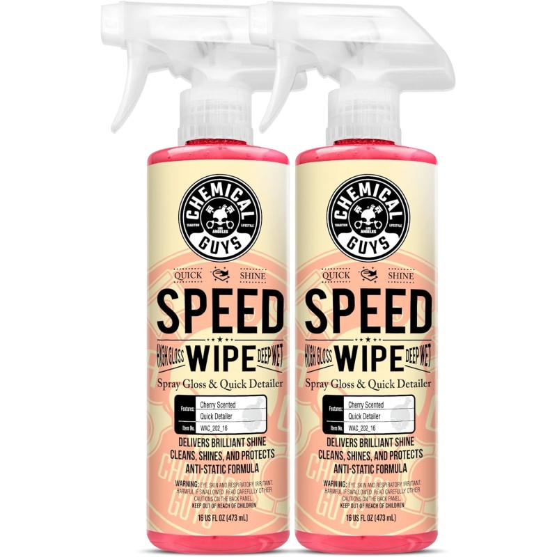 Chemical Guys WAC_202_16 Speed Wipe Quick Detailer, Safe for Cars, Trucks, SUVs, Motorcycles, RVs & More, 16 fl oz, Cherry Scent