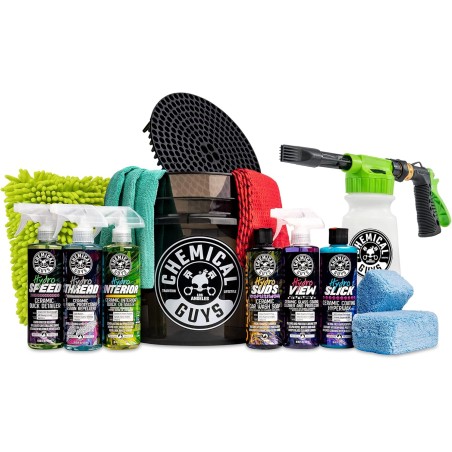 Chemical Guys HOL362 16-Piece Arsenal Builder Ceramic Car Wash & Protection Kit with Foam Gun, Bucket and (6) 16 oz Car Care