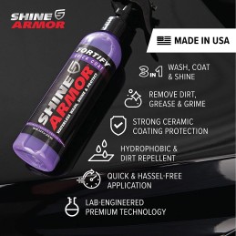 SHINE ARMOR Ceramic Coating Fortify Quick Coat Car Wax Polish Spray Waterless Wash & Wax Hydrophobic Top Coat Polish & Polymer