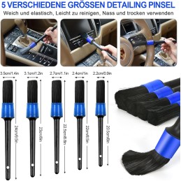 Herrfilk Auto Reinigungsset, 20 Pcs Autopflege Set, Auto Detailing Pinsel Auto Waschset für Auto Reinigung Innenraum und Außen,