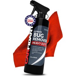 Carfidant Bug Remover Heavy Duty Spray for Cars Exterior with Microfiber - Easily and Powerful Clean Bug Splatter, Bird Poop