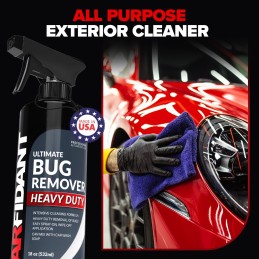 Carfidant Bug Remover Heavy Duty Spray for Cars Exterior with Microfiber - Easily and Powerful Clean Bug Splatter, Bird Poop