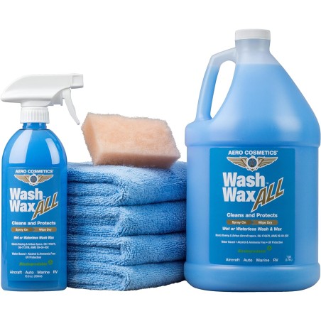 Wet or Waterless Wash Wax Kit 144oz UV Protection. Cleans, Protects, and Shines. Aircraft Quality Just Spray On and Wipe Dry