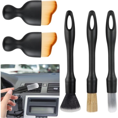 VFANDV Auto Detailingbürste, 5 Stück Auto Reinigungspinsel Car Innenraum Staubkehrende Weiche Bürste Detailing Pinsel Set