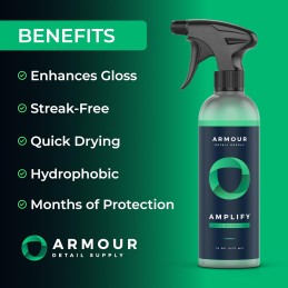 Amplify Ceramic Detailer: Quick & Easy Gloss Enhancement | Streak-Free, Hydrophobic Formula | Safe on All Vehicles | 16oz