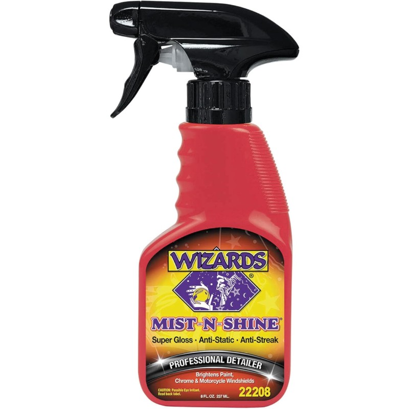 Wizards Mist-N-Shine Professional Detailer - Multi-Use Glass Cleaner for Vehicles - Adds Gloss to Paint, Chrome and Glass - 22