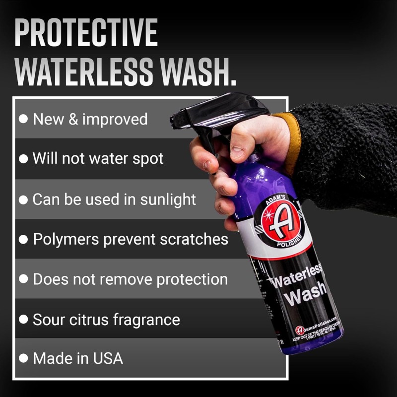 Adam's Waterless Wash (2-Pack) - Car Cleaning Car Wash Spray for Car Detailing | Safe Ultra Slick Lubricating Formula for Car,