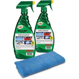 Turtle Wax 50834 1-Step Wax & Dry-26 oz. Double Pack with Microfiber Towel, 52. Fluid_Ounces, 2 Pack