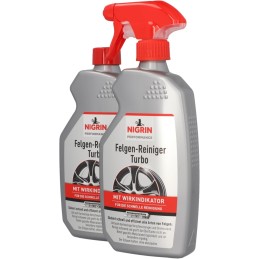 NIGRIN Peformance Turbo Felgenreiniger, 2x 0,5 Liter, selbstaktiver Reiniger für alle Felgen, säurefrei, mit Wirk-Indikator