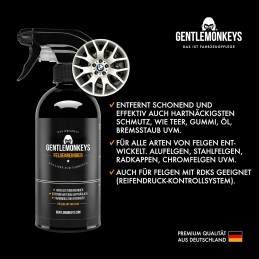 GENTLEMONKEYS Felgenreiniger (1000ml) • Profi Felgenpflege für Alu- & Stahlfelgen • Felgen-Reiniger für Auto & Motorrad •