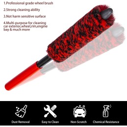 Metal Free Soft Wheel Cleaner Brush, Synthetic Wool Car Cleaning Brush, Highly Water Absorption, Dense and Durable Tire Brush