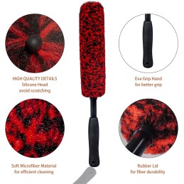 Metal Free Soft Wheel Cleaner Brush, Synthetic Wool Car Cleaning Brush, Highly Water Absorption, Dense and Durable Tire Brush