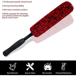 Metal Free Soft Wheel Cleaner Brush, Synthetic Wool Car Cleaning Brush, Highly Water Absorption, Dense and Durable Tire Brush