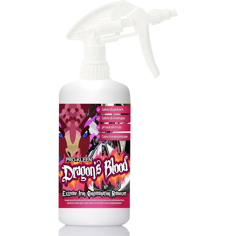 Pro-Kleen Dragon's Blood Extreme Iron Contamination Fallout Remover - Safe for Use on all Wheel Types (1L) Super Concentrated,