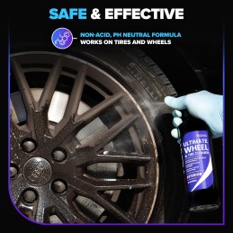 Carfidant Ultimate Wheel and Tire Cleaner Spray - Non-Acidic, Save For All Wheels and Tires - Easily Remove Persistent Brake