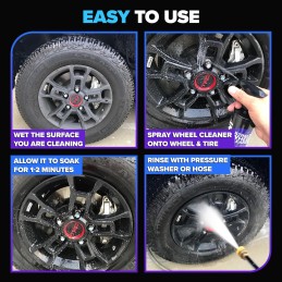 Carfidant Ultimate Wheel and Tire Cleaner Spray - Non-Acidic, Save For All Wheels and Tires - Easily Remove Persistent Brake