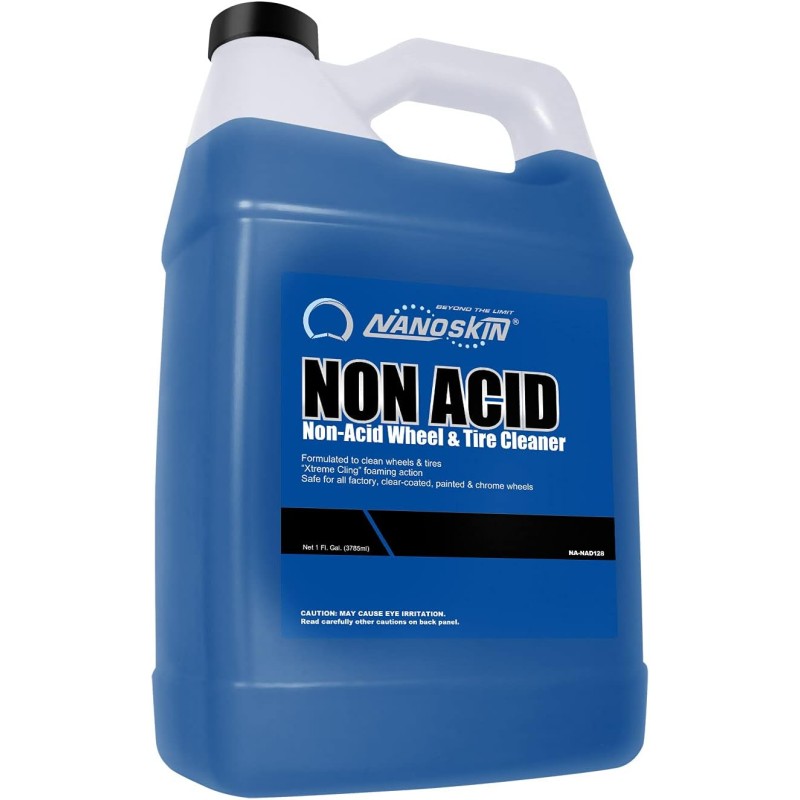 Nanoskin NON ACID Professional Wheel & Tire Cleaner 1 Gallon – Works with Wheel Brush & Tire Brush | Car Wash Wheel Cleaning