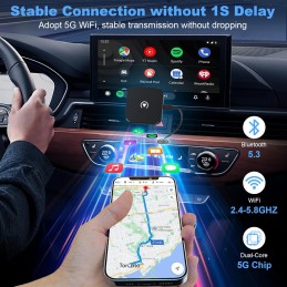 Wireless Carplay & Android Auto Adapter 2 in 1, Convert Wired to Wireless Car Play Adapter Android Auto Wireless Adapter Dongle