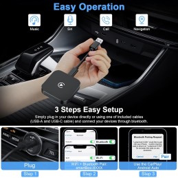 Wireless Carplay & Android Auto Adapter 2 in 1, Convert Wired to Wireless Car Play Adapter Android Auto Wireless Adapter Dongle