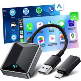 2024 New 2 in-1 Wireless Adapter for OEM CarPlay Android Auto Wireless Adapter, Converts Wired to Wireless for Factory Wired