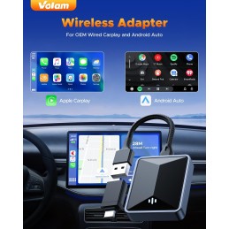 2024 New 2 in-1 Wireless Adapter for OEM CarPlay Android Auto Wireless Adapter, Converts Wired to Wireless for Factory Wired