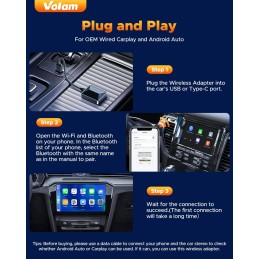 2024 New 2 in-1 Wireless Adapter for OEM CarPlay Android Auto Wireless Adapter, Converts Wired to Wireless for Factory Wired