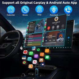 Wireless Carplay Adapter and Android Auto Wireless Adapter,2024 Newest Carplay Wireless Adapter with Seven-Color Ambient