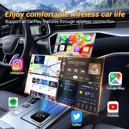 Wireless Carplay Adapter AI Box for OEM Wired Carplay/Android Auto to Wireless Connection Plug and Play Dongle Magic Box for Car