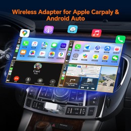 HOTPEAK 2 in1 Wireless A-pple Carplay Android Auto Adapter, CarPlay Android Auto Wireless Adapter, Plug and Play, 5.8GHz, Low