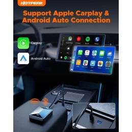 HOTPEAK Wireless A-pple Carplay Android Auto Adapter, 2 in1 CarPlay Android Auto Wireless Adapter, Easy Plug and Play,