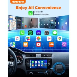 HOTPEAK Wireless A-pple Carplay Android Auto Adapter, 2 in1 CarPlay Android Auto Wireless Adapter, Easy Plug and Play,