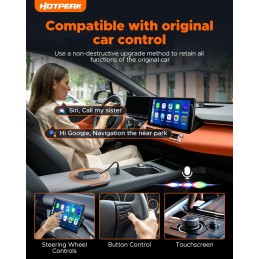 HOTPEAK Wireless A-pple Carplay Android Auto Adapter, 2 in1 CarPlay Android Auto Wireless Adapter, Easy Plug and Play,