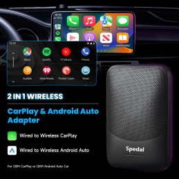 Spedal Wireless CarPlay & Android Auto Adapter UK, Plug & Play, Convert Wired to Wireless, Compatible with Factory Wired Systems