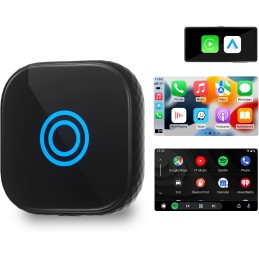 Dixyuy 2-in-1 Mini Wireless Carplay or Wireless Android Auto Adapter, Android Auto Wireless Adapter Convert Wired to Wireless,