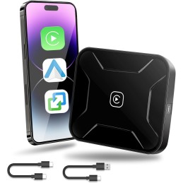 podofo 4 in 1 Wireless CarPlay Adapter-2024 Carplay/Android Auto/Mirror Link CarPlay Magic Box-Convert Wire to Wireless Fast and