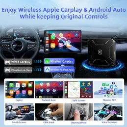 podofo 4 in 1 Wireless CarPlay Adapter-2024 Carplay/Android Auto/Mirror Link CarPlay Magic Box-Convert Wire to Wireless Fast and