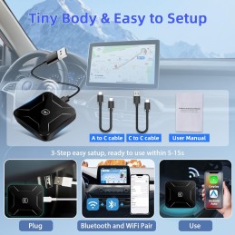 podofo 4 in 1 Wireless CarPlay Adapter-2024 Carplay/Android Auto/Mirror Link CarPlay Magic Box-Convert Wire to Wireless Fast and