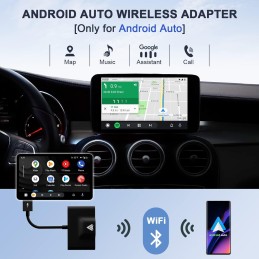 Android Auto Wireless Adapter for OEM Factory Wired Android Auto Cars Plug & Play Easy Setup Wireless Android Auto Dongle for