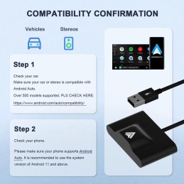 Android Auto Wireless Adapter for OEM Factory Wired Android Auto Cars Plug & Play Easy Setup Wireless Android Auto Dongle for