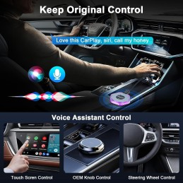 Wireless Carplay Adapter & Android Auto Wireless Adapter, 2024 A pple Car Play Wireless Adapter for iPhone, USB-C and USB-A