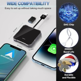 2 In 1 Wireless CarPlay and Android Auto Adapter,2024 Upgrade CarPlay Wireless Stick, New Aluminum Alloy and Tempered Glass