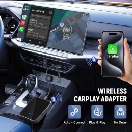 2 In 1 Wireless CarPlay and Android Auto Adapter,2024 Upgrade CarPlay Wireless Stick, New Aluminum Alloy and Tempered Glass