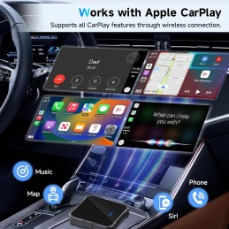 2 In 1 Wireless CarPlay and Android Auto Adapter,2024 Upgrade CarPlay Wireless Stick, New Aluminum Alloy and Tempered Glass