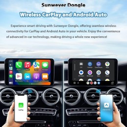 Sunweyer 2024 Latest Wireless CarPlay & Android Auto Adapter 2 IN 1 Auto Connect Box, Supports Online Updates Wired to Wireless