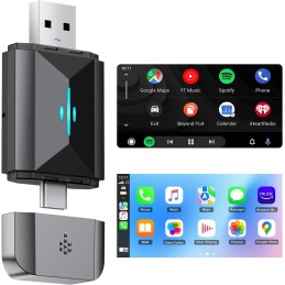 2024 Upgrade 2 in 1 Wireless CarPlay Adapter Android Auto Wireless Adapter Box, Converts Factory Wired CarPlay/Android Auto to